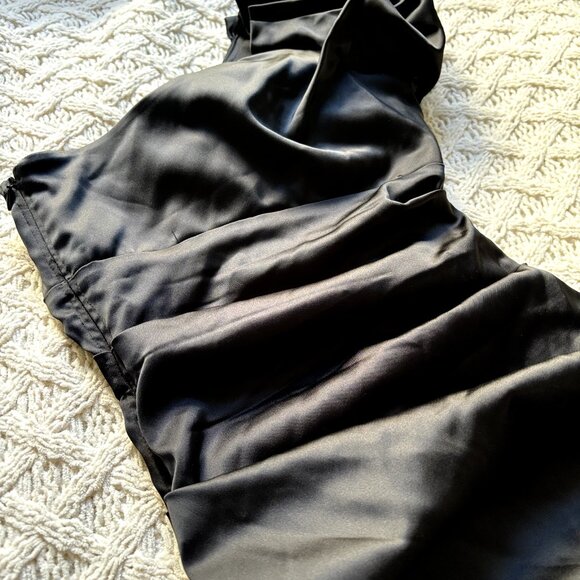 Cache Black Satin One-shoulder Bodycon Size 2 Women's Stretchy Party Dress - Picture 15 of 15